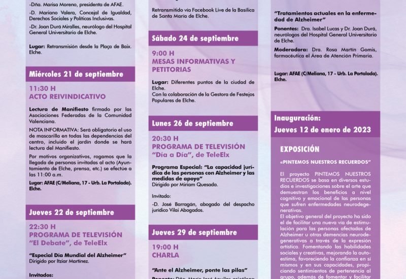 Programa Día Mundial del Alzheimer 2022
